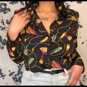 Vintage Christie and Jill Tassle Pattern Blouse